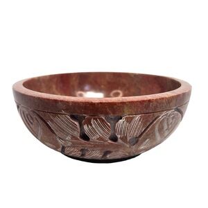Vrinda Original Soapstone Smudge Bowl Hand Carved Steatite Made In India 5”